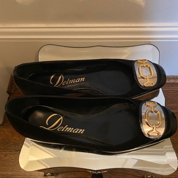 Delman Black Gold Buckle Flats Size 6.5 - Picture 4 of 7